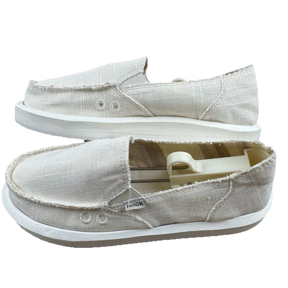 Sanuk Donna St Hemp Slip-On Soft Top Shoes Women’s 8 White 1119310 NEW - Picture 4 of 8